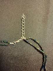 Artisan Handmade Green Glass Flower Heart Pendant Necklace with Multi-Stone Bead