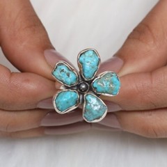 Arizona Turquoise Sterling Silver Handmade Rough Ring