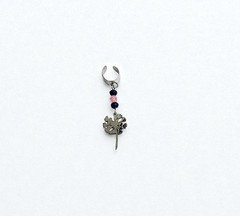 Dandelion Ear Cuff with Dangling Gemstones, Hippie No Piercing Clip On Earring
