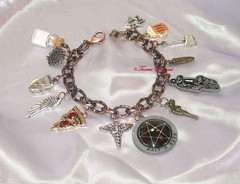 Supernatural Charm Bracelet Glass and Metal Charms Custom made by TD