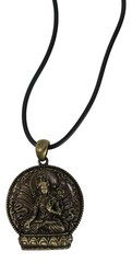 Ebros Buddhism White Arya Tara Healing Pendant Medallion Pewter Necklace Jewelry