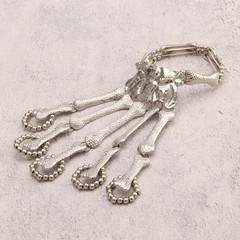 Bjesinmo Halloween Wristband Skull Fingers Metal Skeleton Hand Medium, Silver