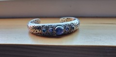 Sarda Tanzanite & Blue Topaz Sterling Silver Handcrafted Cuff Bracelet 35g