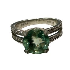 Judith Ripka Sterling Silver Green CZ Ring with Split Shank Detail