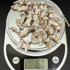 Genuine Freshwater Blister Pearl Freeform Top Drilled 36” Long Necklace 160g.