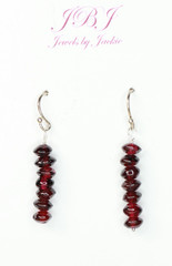 Red Garnet Natural Gemstone Earrings 3x5mm Roundel 925 Sterling Silver 1 1/4″