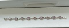 GENUINE AMETHYST GEMSTONE BRACELET set in 925 STERLING SILVER 7” Long 15 Grams