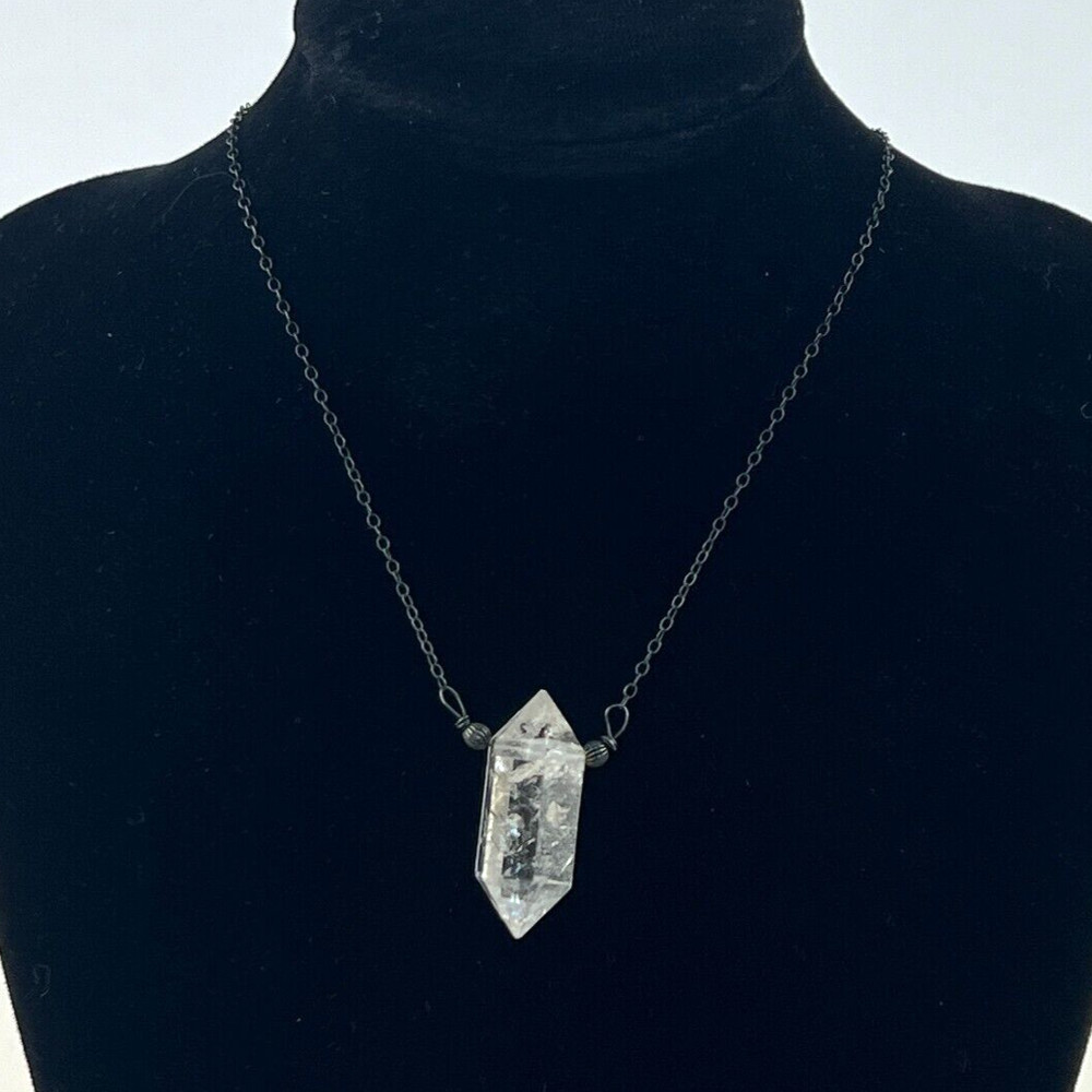 Quartz Crystal Sterling Silver Necklace Artisan Handmade Double Terminated Point