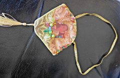 Handmade Crocheted art Necklace Cotton Fabrics embroidered crocheted+ Beads