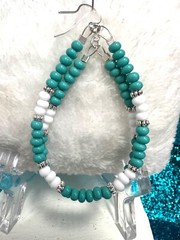 Trendy Turquoise & White Sterling Silver Filled Teardrop Earrings 2/3/4 Inch