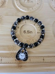 Handmade Halloween Oujia Planchette Beaded Bracelet Glow The Dark Celestial Sun