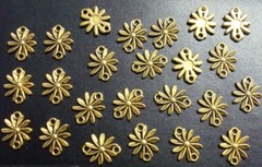 24 Flower link earrings charms pendants 2 loops 15x11mm antique gold pl CFP105