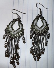 Handcrafted Silver Beaded Chandelier Dangle Hook Earrings