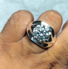 Big Moissanite Stone Round Cut 6.0 Carats White Moissanite Ring For Men Heavy