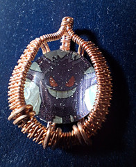 Handcrafted Copper Wire Wrapped Oval Pendant, Hook Closure, Anime & Manga Theme