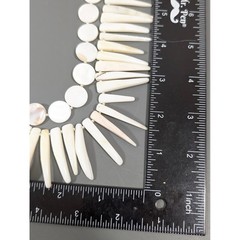Artisan White Shell Fringe Necklace 24″ Boho Coastal Statement