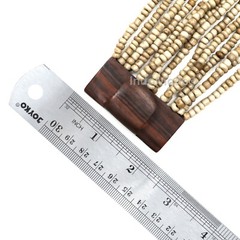 Bone White BALI Bracelet Hardwood Buckle Clasp 14-strand Glass Beads in GIFT Box