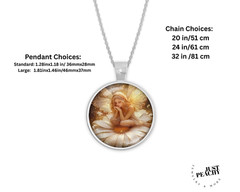Golden Daisy Fairy Floral Art Bronze Silver Jewelry Necklace Set