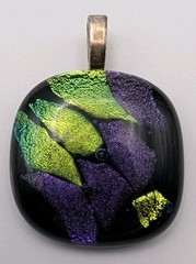 Vintage Dichroic Fused Glass Pendant Abstract Art