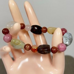 Natural Stone Polished Tumbled 6″ Stretch Bracelet Multi Colors Multi Shapes