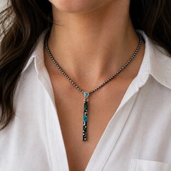 Signed ZA Sterling Silver Southwestern Night Sky Inlay Opal Pendant Zuni Style