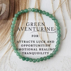 Natural Green Aventurine 4mm Beaded Crystal Healing Heart Chakra Luck Bracelet