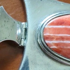 Vintage Modernist 950 Fine Silver Large Orange Spiny Oyster Shell Drama Pendant