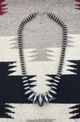 Southwestern FAUX Navajo Pearl Large Saucer Shape Beaded Costume Necklace