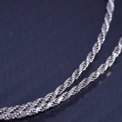 20” 2mm, vintage Italian sterling silver 925 diamond rope chain necklace