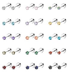 15 Pairs 20G 316L Stainless Steel CZ Stud Earrings for Women Men Cartilage Sc…