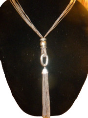 Vintage Silver Tone Statement Necklace 30″ Chico’s Tassel