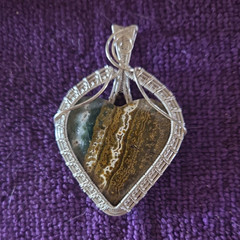 JMDean62 OOAK Ocean Jasper Heart Wire Wrapped Pendant Handmade Natural Gemstone