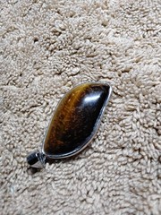 Tiger’s Eye Pendant. Set In Rhodium Plated Mounting. FREE SHIPPING
