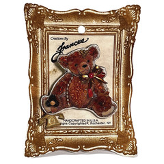 Creations by Frances Handcrafted in U.S.A. Teddy Bear Pin Brooch w Telephone VTG