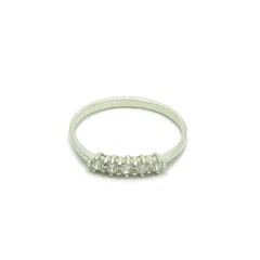 Genuine Sterling Silver Ring Hallmarked Solid 925 With 5 Cubic Zirconia Handmade