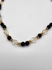 Handmade 14/20 14k Gold Filled Clear Black & Amber Bead Wire Strung Necklace 18″
