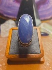SZ 7 Lapis Lazuli Gemstone Chunky Statement Ring 925 Sterling Silver Overlay