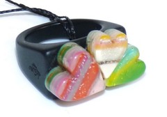 Sobral Insensato Coracao 3 Heart Amor Love Rainbow Artist Made Ring Size 9.5