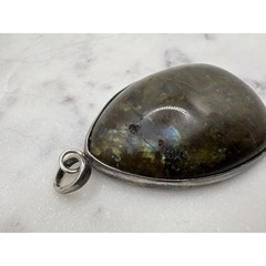 Large Sterling Silver Labradorite Carved Guardian Angel Necklace