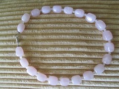 Rose quartz .5″ x .5″ bead with tiny rose quartz spacers 18″ necklace
