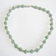 Vintage Jade Bead 8mm Round Necklace 18 inches 925 Sterling Silver