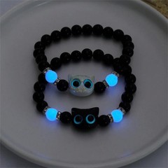 Fashion Luminous Beads Couple Bracelets For Women Men Charm Cat Matching Friend