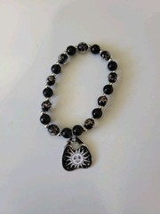 Handmade Halloween Oujia Planchette Beaded Bracelet Glow The Dark Celestial Sun