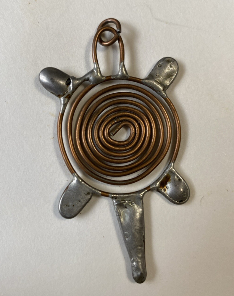 Turtle Pendant Handmade Copper And Tin 2.25 inches