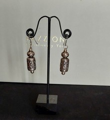 Genuine Sterling Silver Tribal Ethnic Thai Bead FloraDesign Hand Emboss Earrings