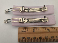 Handcrafted Pink Florentine Fused Dichroic Glass Genuine French Hair Barrettes