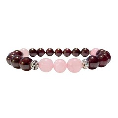 Handmade Grounding Beaded Bracelet | Rose Quartz, Garnet | «Beautiful Balance»