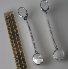 Artisan Clear Faceted Crystal Sterling Silver Blackened Drop Earrings 2 3/4”