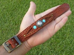 Cuff genuine Bison leather bracelet 1937 Buffalo Indian Nickel coin turquoise