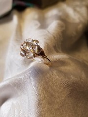 Pools of Lights Quartz Ring Byzantine style flower custom any size Silverp Goldp